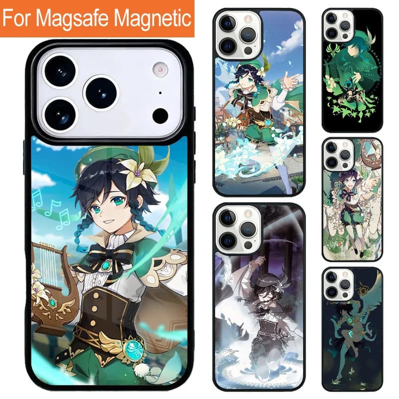 Custodia Magnetica per iPhone Genshin Impact Venti Carina con MagSafe per iPhone 17 Pro 16 15 13 12 11 Pro Max Air 14 Plus