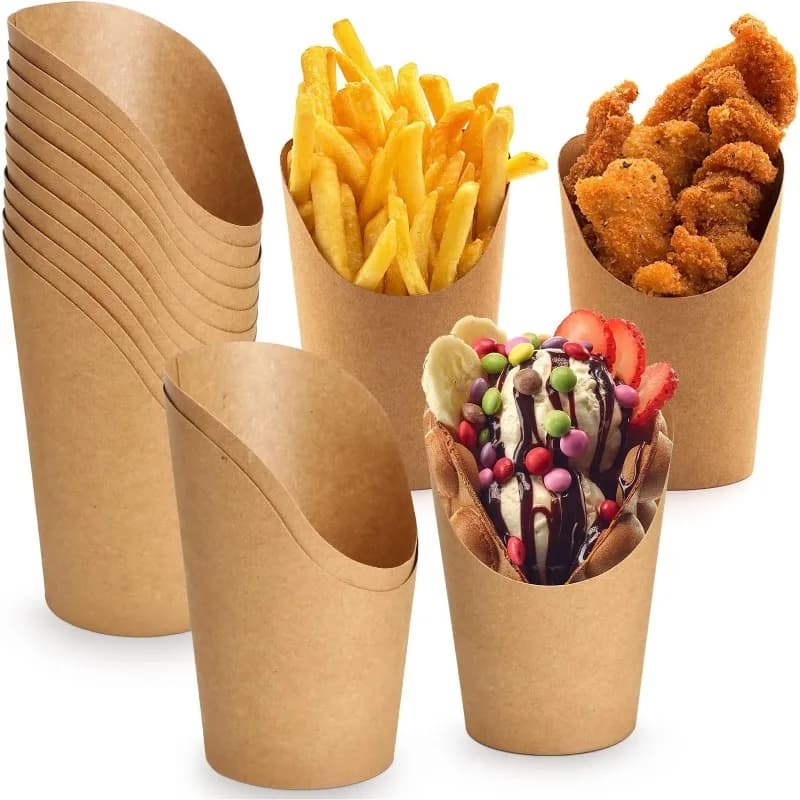 50/100PCS Usa E Getta Francese Patatine di Carta Kraft Alimenti Fritti Patatine Fritte Snack Gelato Waffle Home Party Contenitore di carta tazza