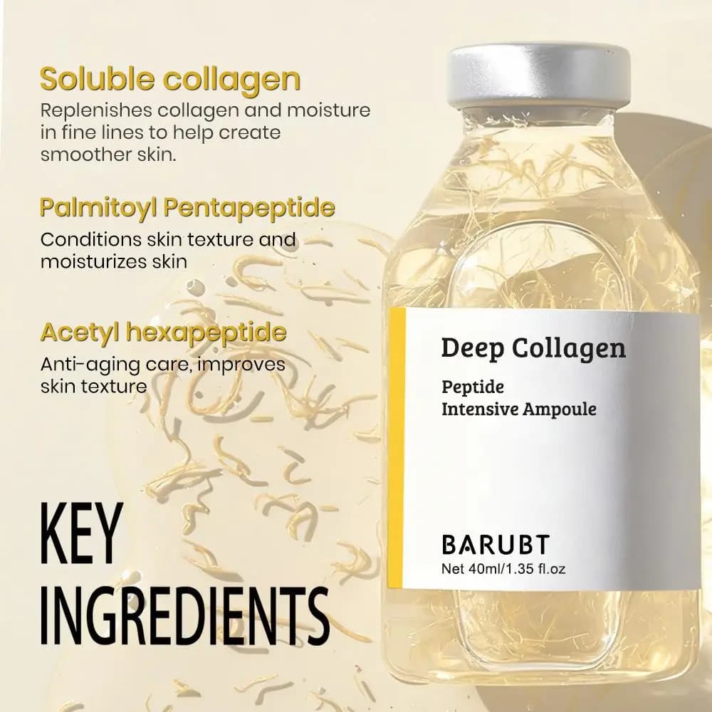 Siero in Fiale di Collagene 40ml, Dosaggio Preciso, Anti-Rughe, Idratante, Illuminante, Essenza Riparatrice per Tutti i Tipi di Pelle