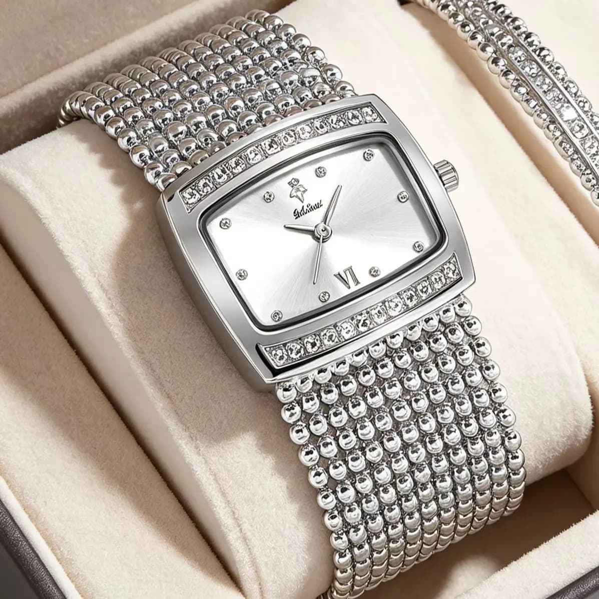 YaLaLuSi Orologio da Polso Sportivo Impermeabile al Quarzo per Uomo e Donna, Lussuoso con Strass, Quadrante Quadrato Oro e Argento, Spedizione Gratuita