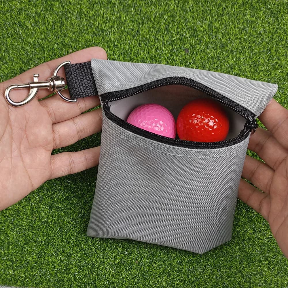Custodia per tee da golf, borsa per palline da golf con cerniera con clip in metallo per artiglio di aragosta per uomo e donna, porta oggetti di valore