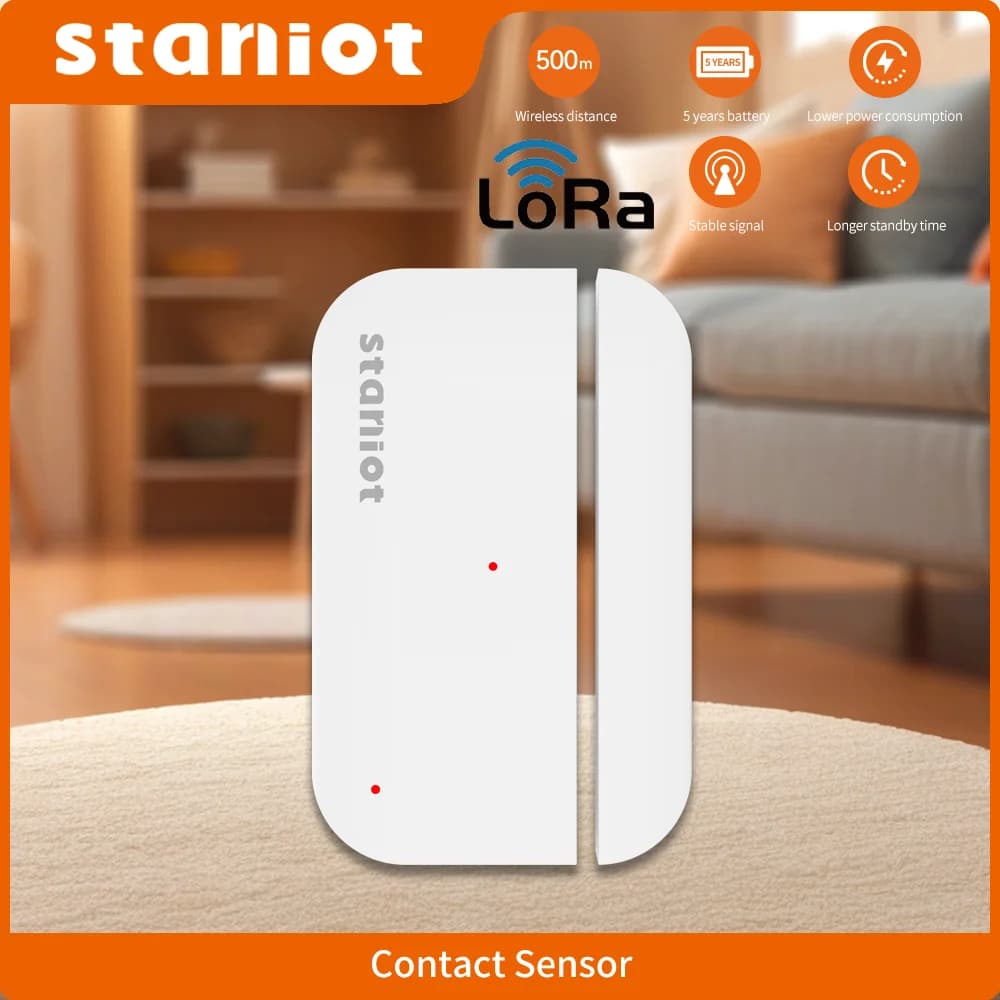 Staniot LoRa Versione Sensore di ingresso durata della batteria di 5 anni Distanza di trasmissione di 500 m Sensore di contatto wireless Rilevatore di porte e finestre