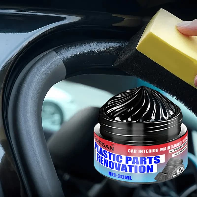 Cura degli interni dell'auto e riparazione di parti in plastica Cera, restauro dei pneumatici e balsamo per la manutenzione delle plastica, striscia di gomma con piastra annerita