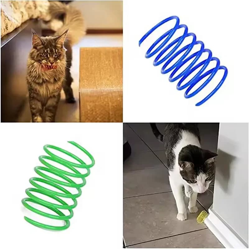 Toy for Spring Colored Plastic Cats, Cat Interactive Game, Funny Elastic Toy Resistant to Morsi for Home Animals Car Fun