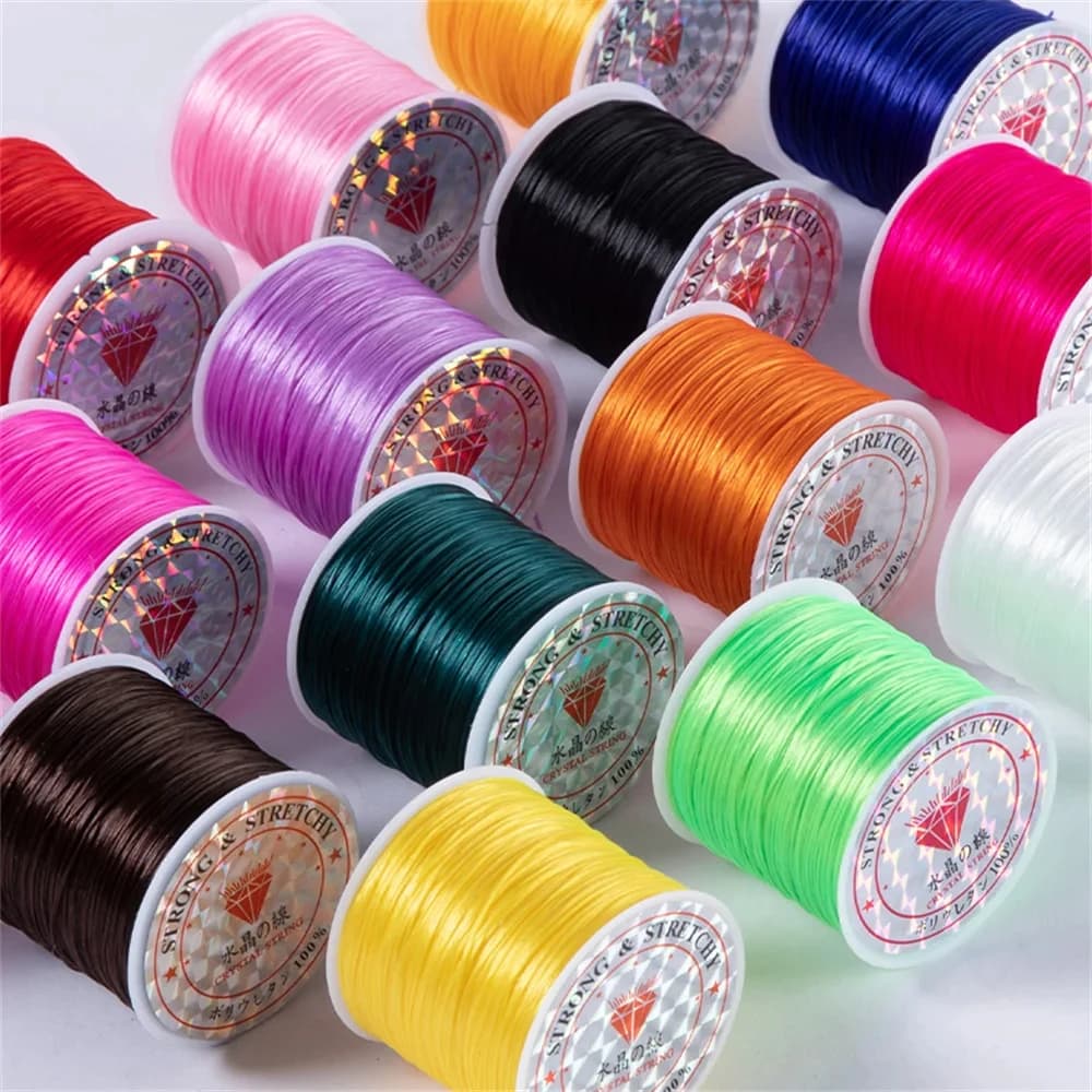50 m/rotolo cord flat rubber elastic cord for extendable beads for necklace bracelet weaving handmade accessories for diy jewelry making