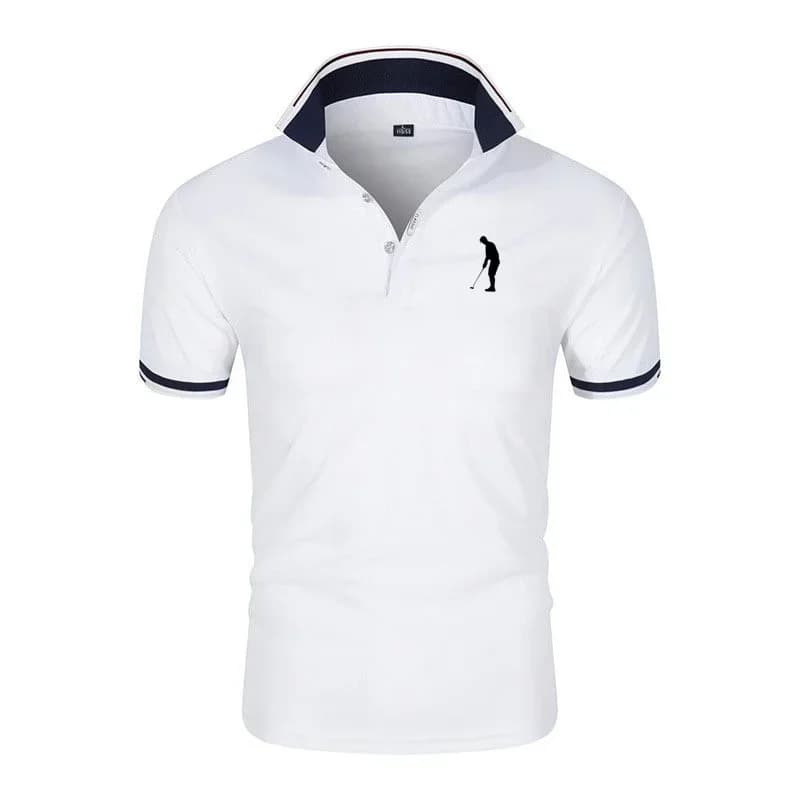 T-shirt da golf da uomo con risvolto, a maniche corte, traspirante, stile polo, con bottoni, pullover estivo, T-shirt di tendenza, top streetwear da uomo