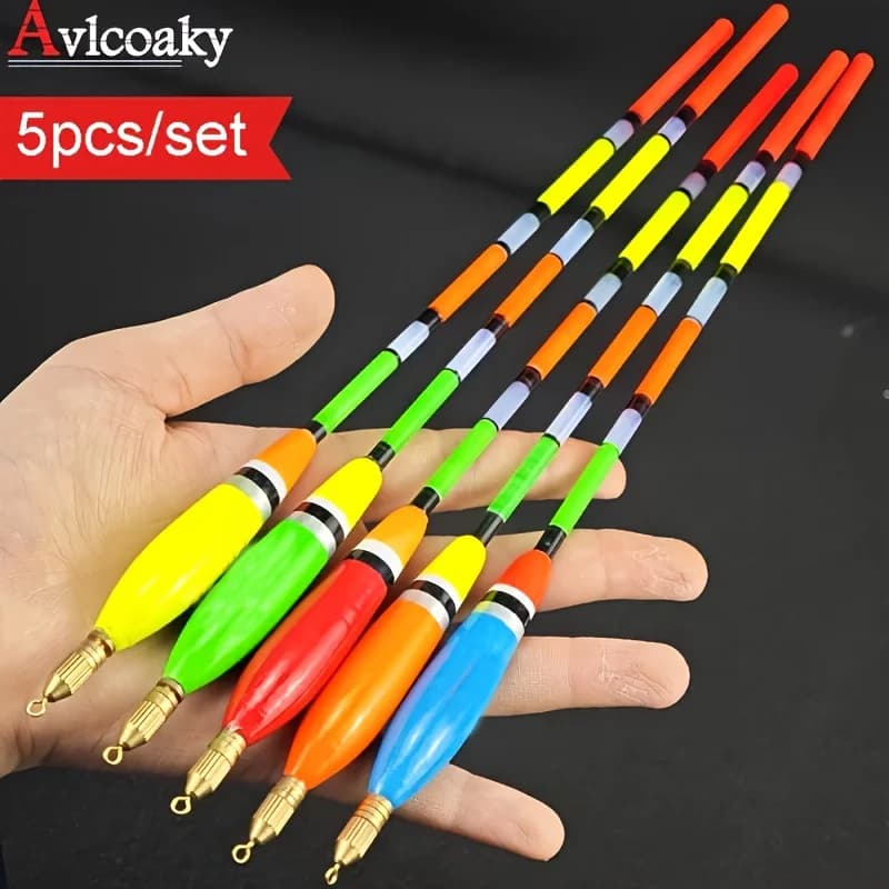 Set of 5 Multi-colored Fishing Floating Machines, Rock Fishing Floating Machines, Balsa Wood Floating Machines, Coda High Galliability