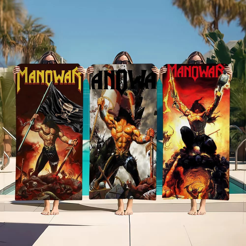 M-Manowar towel in fabric, for bath, beach, fast drying, light, portable, for camping, swimming pool, travel