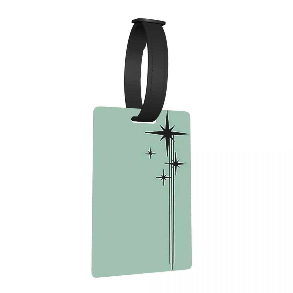 Anni '50 Atomic Age Retro Starburst in verde menta e nero Etichette per bagagli Etichetta per imbarco per bagagli carina Porta etichette ID Nome Indirizzo