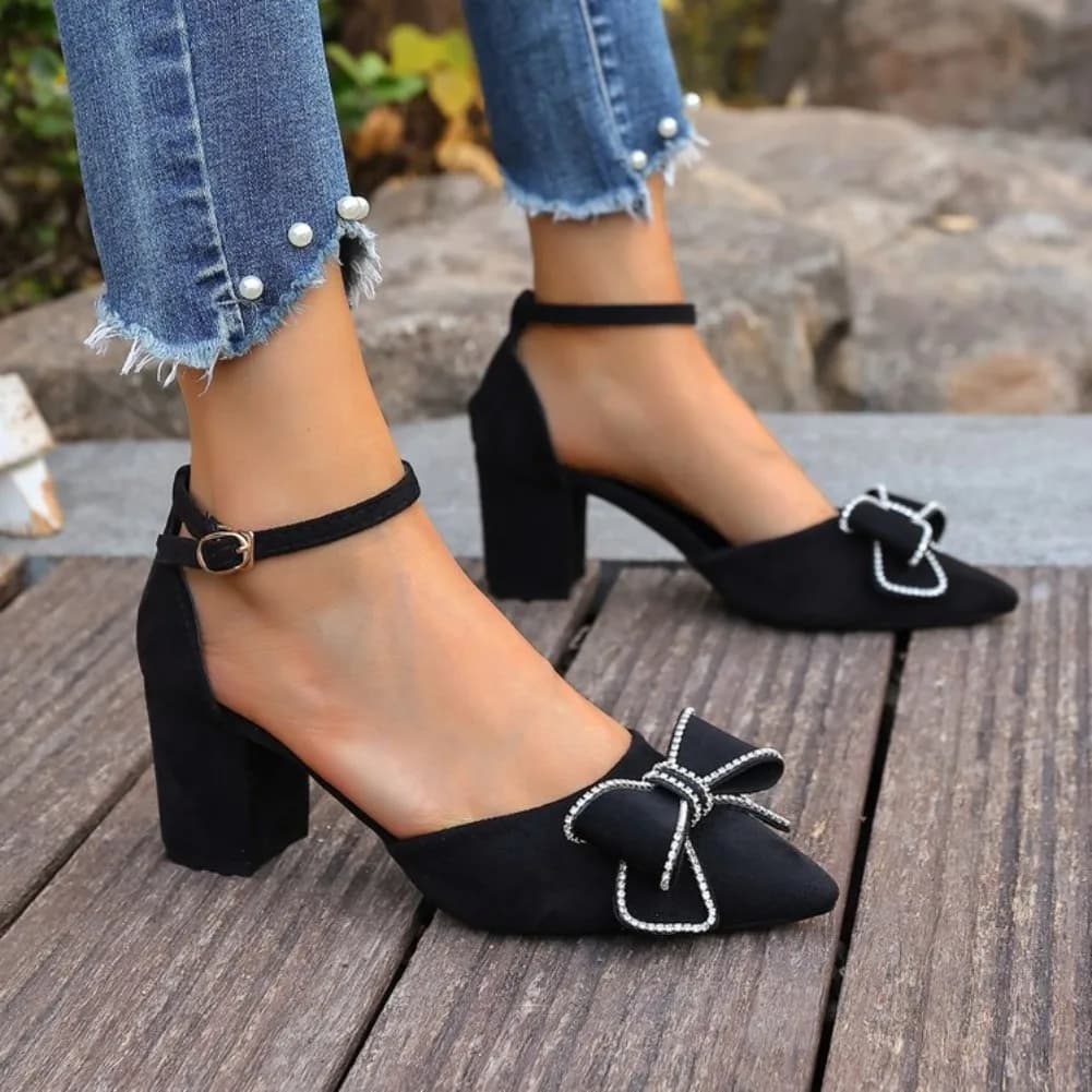 Summer 2026 Women's High Heel Sandals Pointed Toe Buckle Strap Large Size Sweet Style Comfortable Shoes