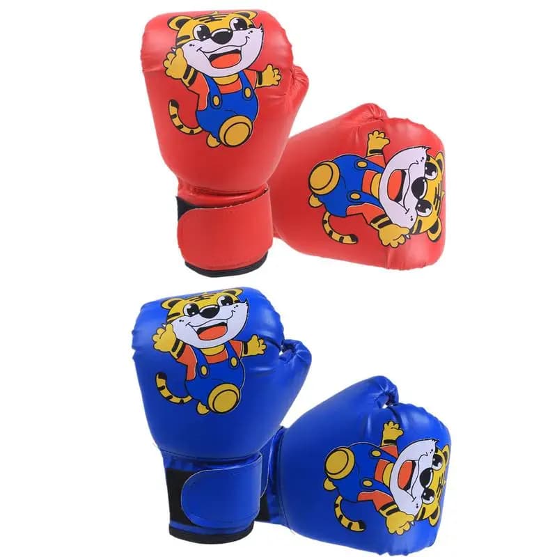 2 Piece Kids Boxing Gloves PU Carton Animated Pattern Tiger Fight Gloves Boxing Bag Kickboxing For Kids Training