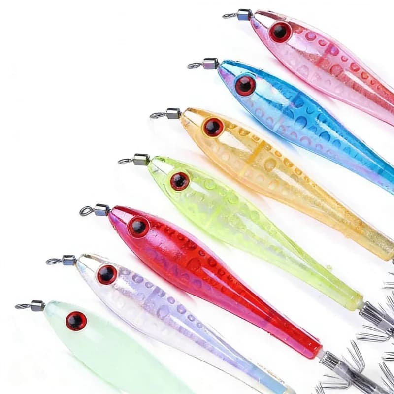 Set of Artificial baits with Luminous Totanare 9.5cm 6g, Special Bionic bait for Spigola Sea Fishing and Sgombro with Amo, 5 Sets