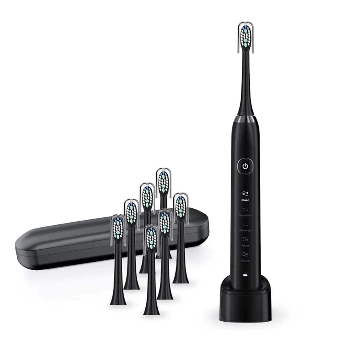 【TODAY-BUY】~@ Spazzolino Elettrico Intelligente a Ultrasuoni per Sbiancamento Dentale Ricaricabile per Adulti S100 con 8 Testine