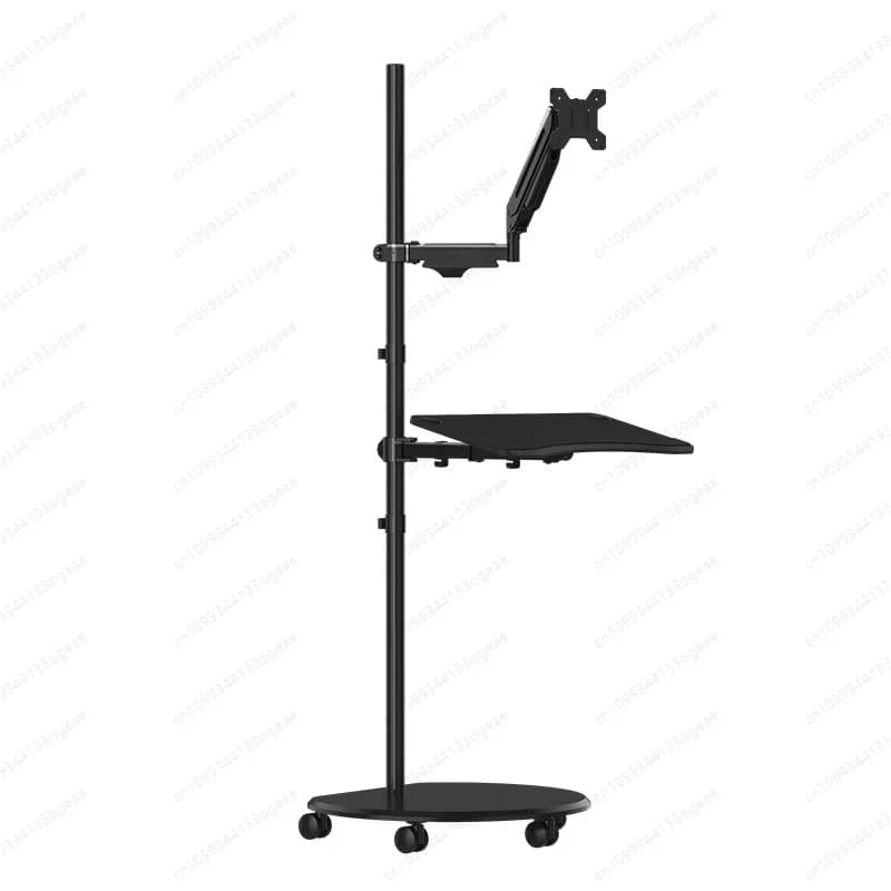 Supporto per Monitor da Pavimento con Braccio a Pressione d'Aria 17-32\", Banco di Lavoro Mobile con Supporto per Tastiera e Schermo
