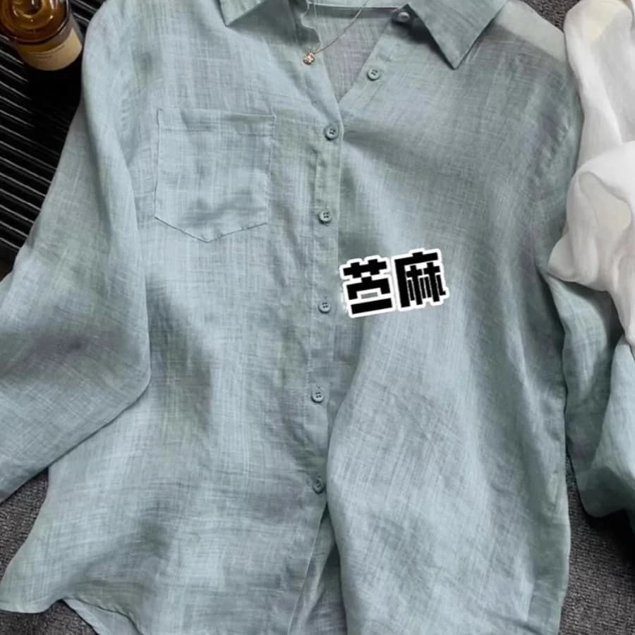 Love to the Max een Flax irt Light and breathable solar protection Long Sve Air conditioning Top Busin Casual Loo woman. .