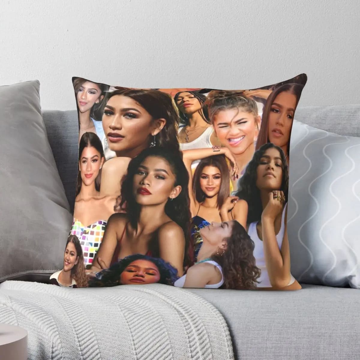 Zendaya Collage Polyester Linen Velvet Printed Zip Decor pillow cover