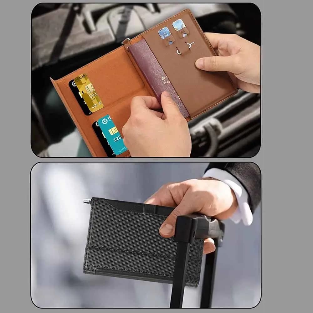 Porta Passaporto in Tinta Unita con Clip per Biglietti, Custodia in Pelle con Blocco RFID, Protezione per Carte di Credito, Accessori