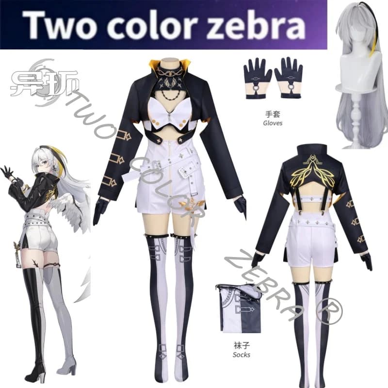 Costume Cosplay Game Neverness To Everness Hathor, Parrucca, Giacca Corta, Pantaloncini a Vita Alta, Outfit Completo per Halloween e Comic Con