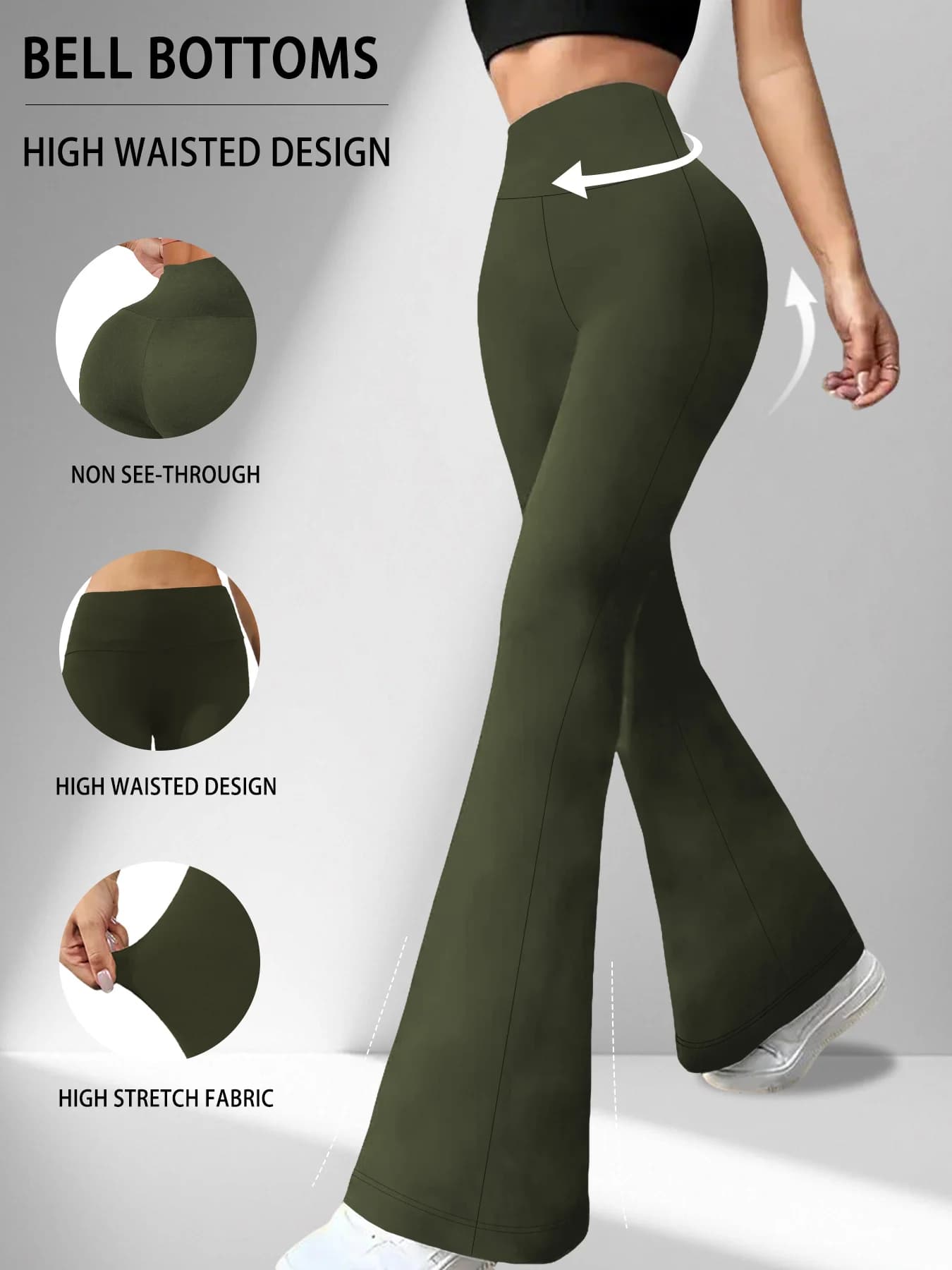 Pantaloni a Zampa d'Elefante Super Morbidi da Donna, a Vita Alta, Modellanti, per Allenamento, Yoga, Push-Up, Palestra, Fitness, Leggings Lunghi