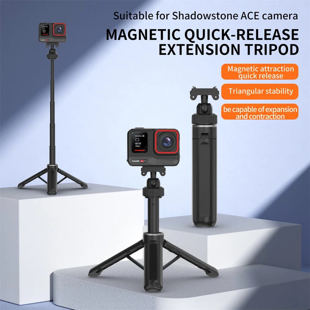 Impugnatura magnetica per treppiede con asta per selfie, impugnatura impermeabile per Insta360 ACE Pro, accessori per action camera con asta di prolunga a sgancio rapido