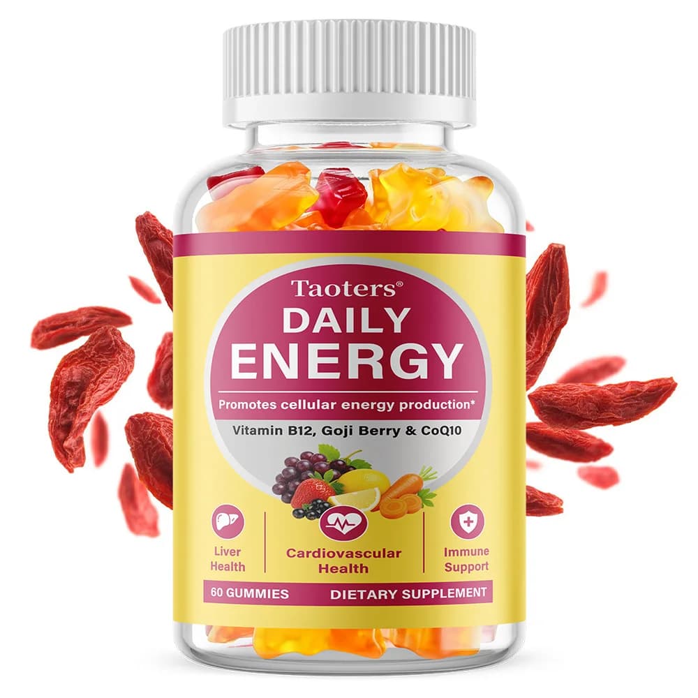 Daily Energy Gummies, Cellular Energy Production, Vitamin B12, CoQ10, Goji Berry, Adult Supplement, 60 Gummies