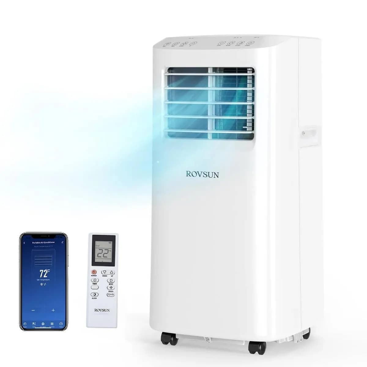 Condizionatore d'aria portatile Wi-Fi da 10000 BTU con ventola e deumidificatore per 350 mq. ft