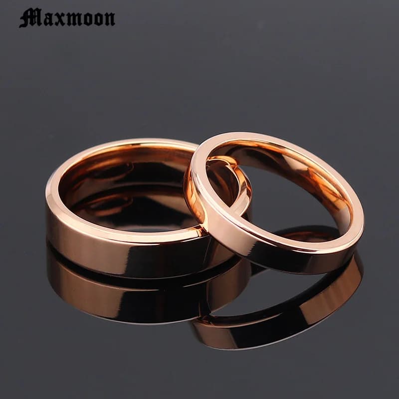 Maxmoon Last Fashion Fortunately Pink Gold Woman Man Stainless Steel Ring Polished Jewelry Wedding Faith Ring Valentine's Gift