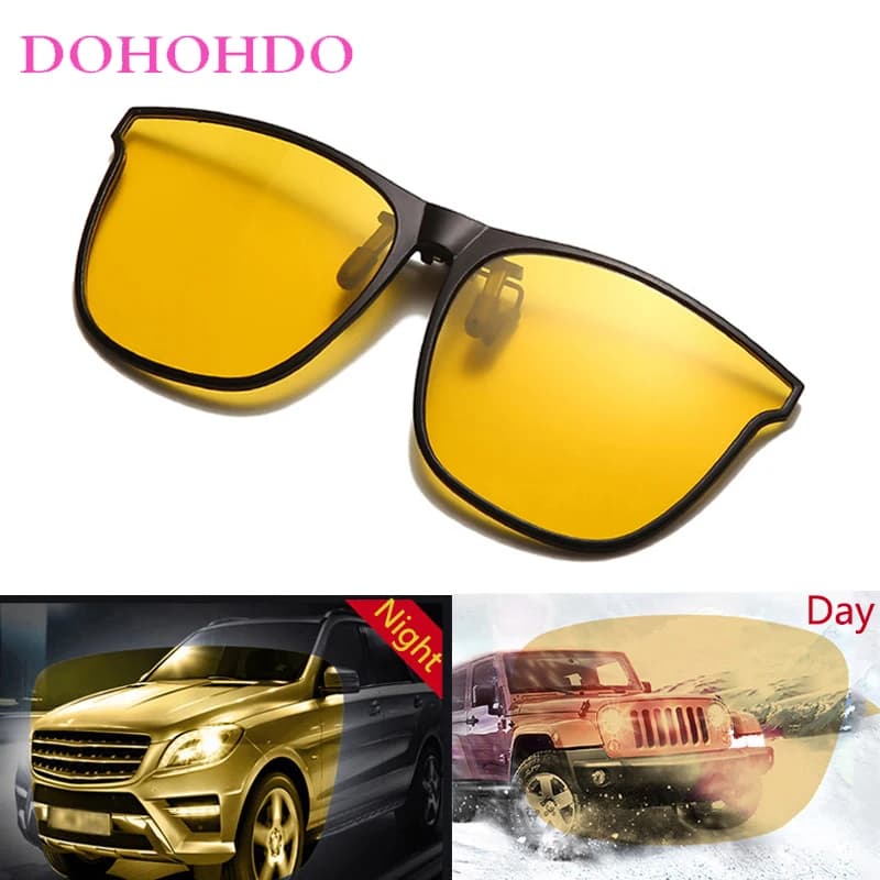 Occhiali da Sole con Lenti a Clip Ribaltabili, Design Vintage Classico per Uomo e Donna, Visione Notturna, Antiabbagliamento, Polarizzati, Protezione UV400