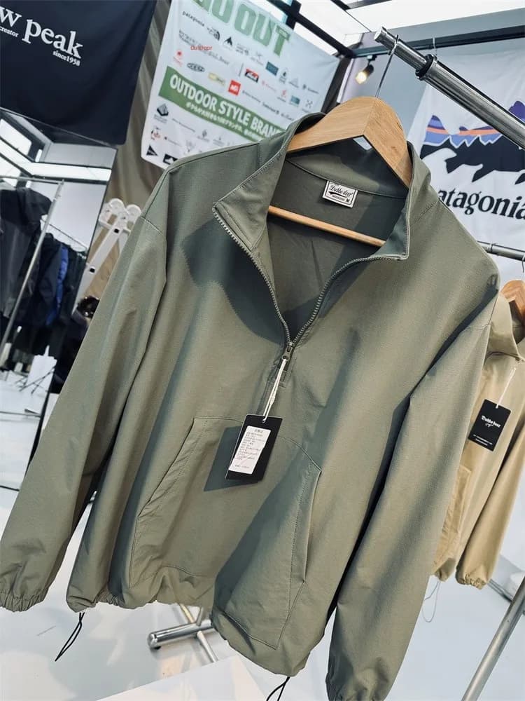 Outdoor Half Zip Loose Fit Hoodie Unisex Quick Dry Breathable Water Resistant Tear Proof Vintage Collar Spring Summer Youth