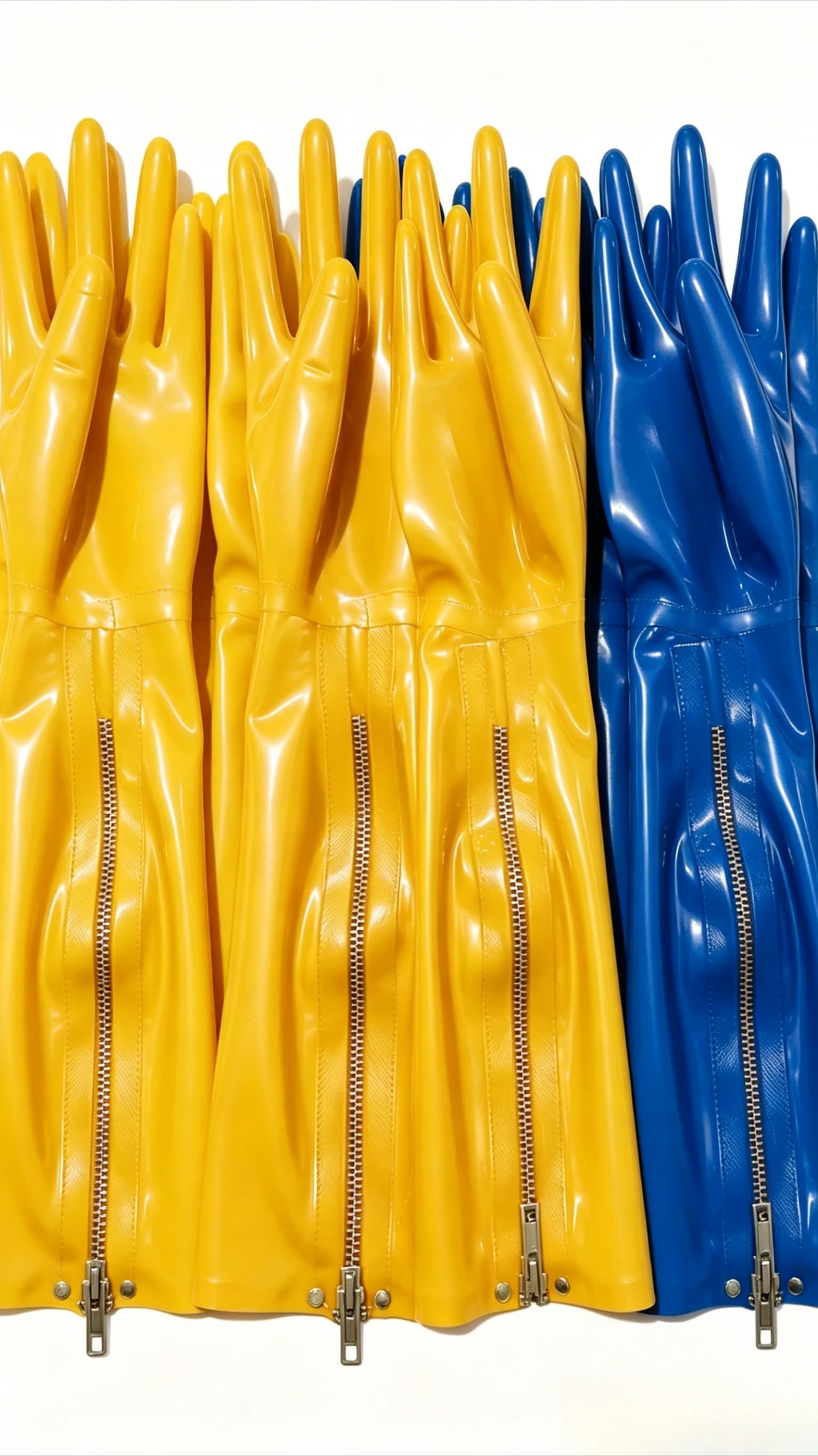 Fashion Glossy Rubber Long Gloves With Rear Zipper Two Colors Streetwear Trend Hand Decoration