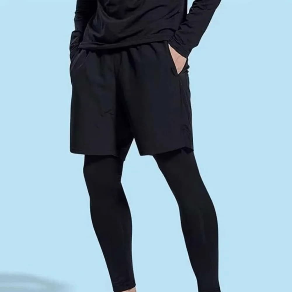 Pantaloncini Sportivi 2 in 1 da Basket e Jogging, Traspiranti, ad Asciugatura Rapida, Anti-Sudore, Compressione per Uomo