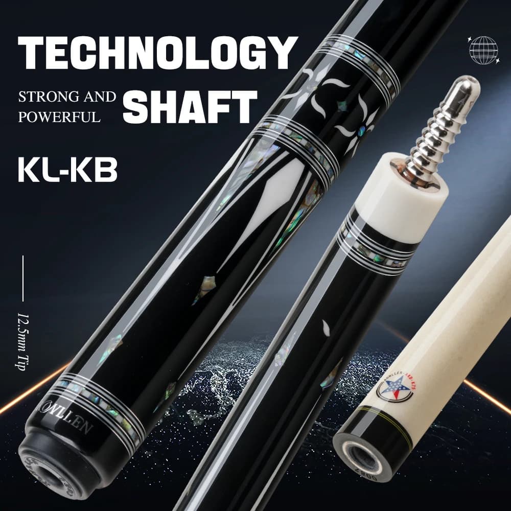 KONLLEN KL-KB Low Deflection Maple Billiards Cue Pool Cue Stick Real Wood Abalone Shell Inlay Wrapless 12.5mm Tip