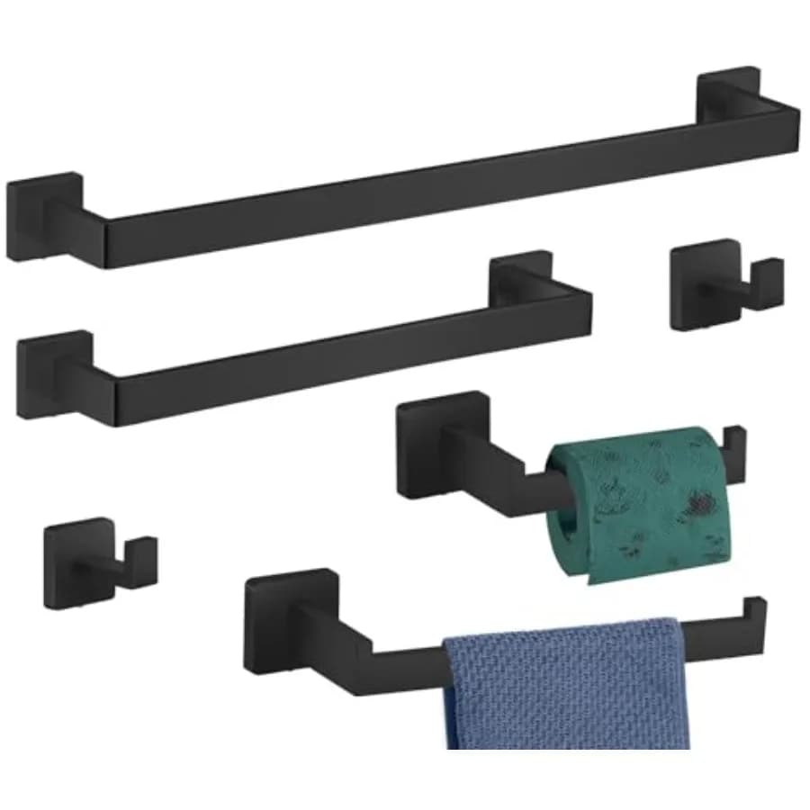 Set di Accessori per Bagno in Acciaio Inox SUS304, Include Portasciugamani, Porta Asciugamani e Porta Carta Igienica