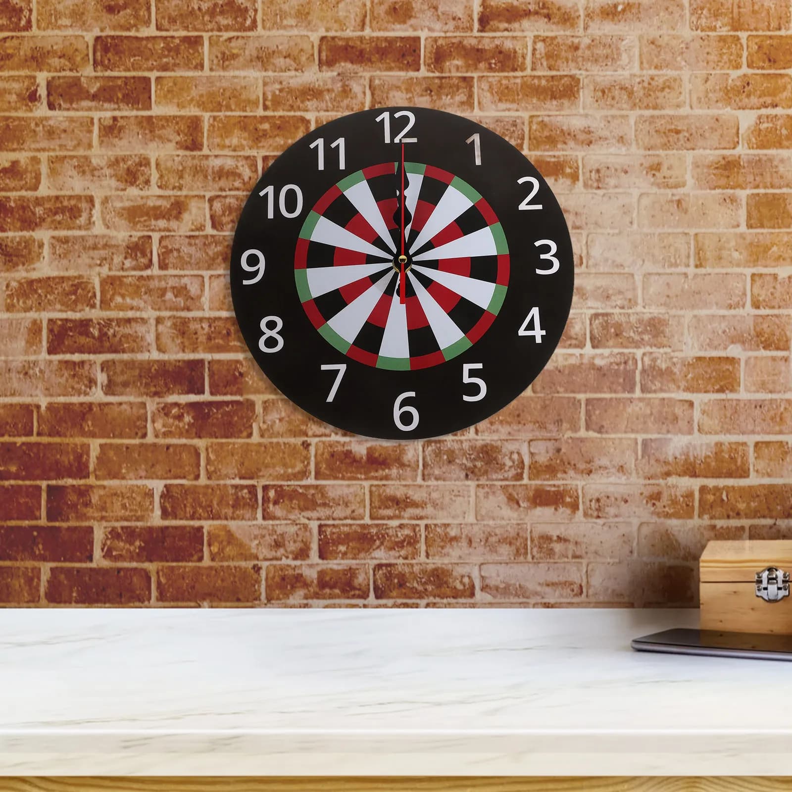 Wall Clock Dartboard Printed Decorative Mute Round Clock for Living Room Bedroom Office Kitchen Classroom Guest Room Simple