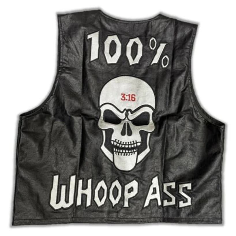 Steve Austin Black Skull Vest 3 16 Texas Rattlesnake SOB WHOOP ASS Regalo di merce