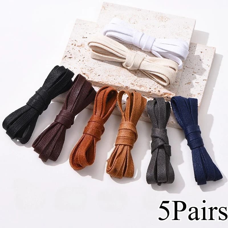 5Pairs 100cm Waxed Cotton Shoelaces Flat Shoe Laces Unisex Boots Casual Sneaker Shoelace Business Dress Shoes Laces Shoes Access