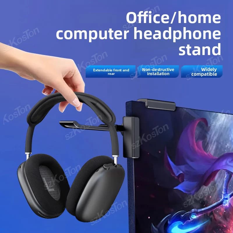 Supporto per cuffie da gioco per monitor PC Ganci laterali Supporto per cuffie per computer Risparmia spazio sulla scrivania per AirPods Max Tune 720BT WH-1000XM5