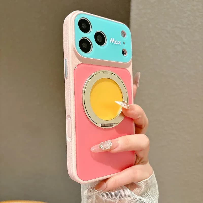 Luxury Camera Protection Ring Magnetic Stand Holder Case For iPhone 18 17 16 15 14 13 Pro Max Wireless Charging Shockproof Cover
