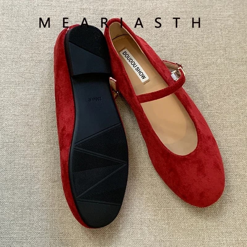 Scarpe eleganti da donna con punta tonda e cinturino in velluto a piedi nudi Mary Janes Mocassini da ufficio giornalieri da donna Slip On Mocasines Mujer Ballets