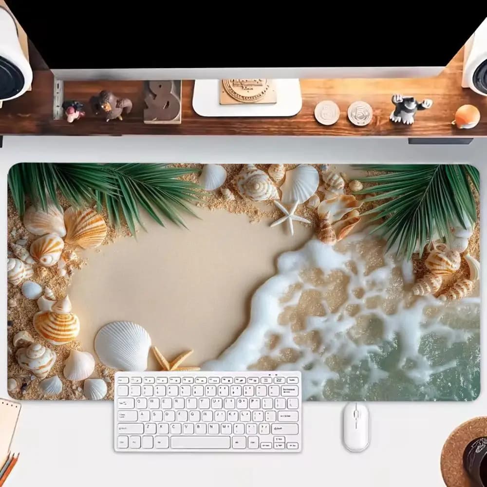 Tappetino per Mouse Esteso da Spiaggia, Grande Mousepad da Gaming, Accessorio da Scrivania Estetico Antiscivolo per Laptop, Tablet e PC