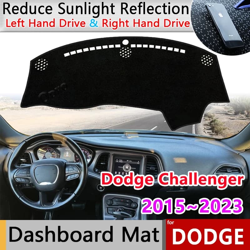 Auto Cruscotto Copertura Pad per Dodge Challenger 2015 2016 2017 2018 2019 ~ 2023 Zerbino Parasole Dash Zerbino Tappeto Tappeto Adesivo Accessori