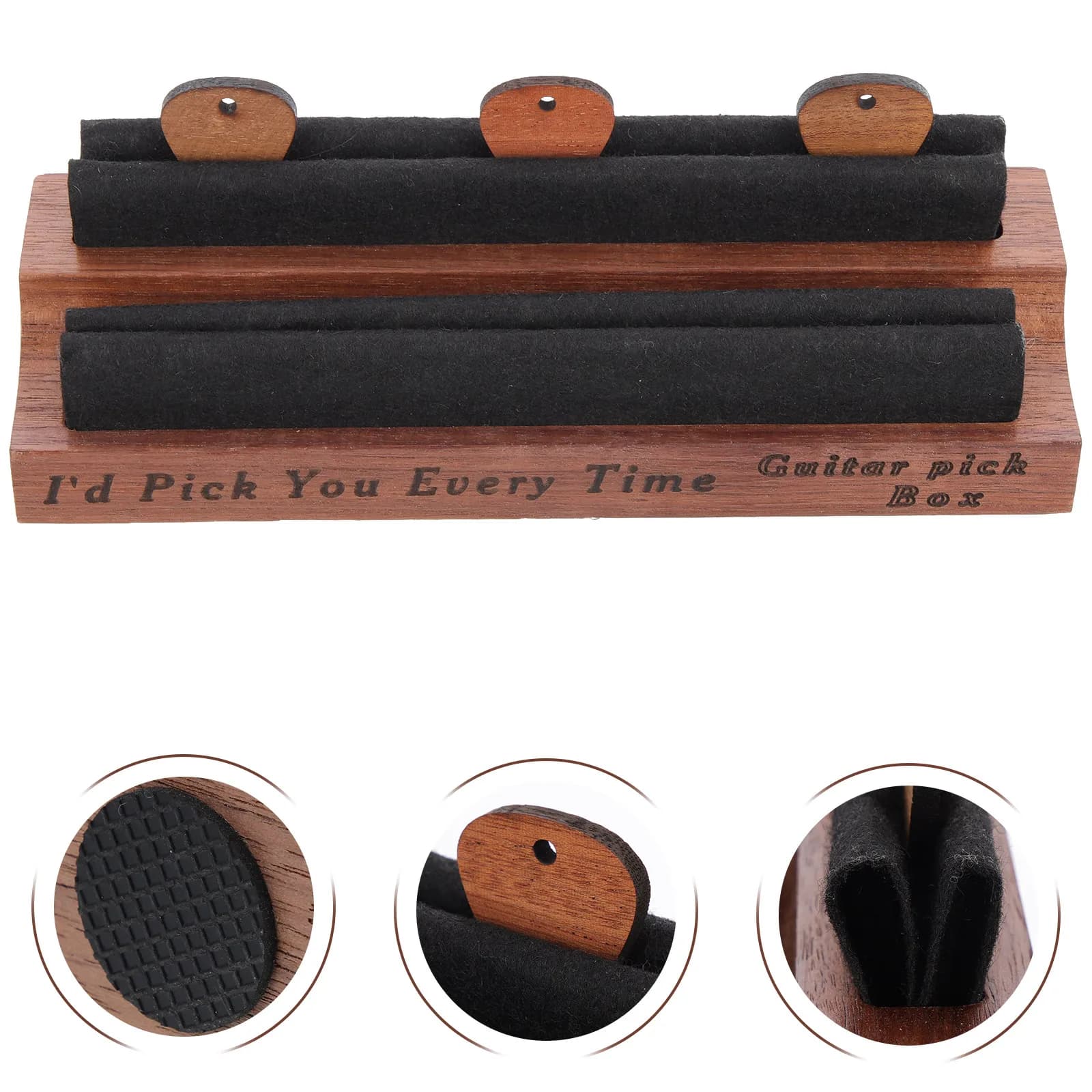 Set di 1 custodia porta plettri in legno, liscia e leggera, per chitarra e strumenti a corda folk, organizer per capotasto