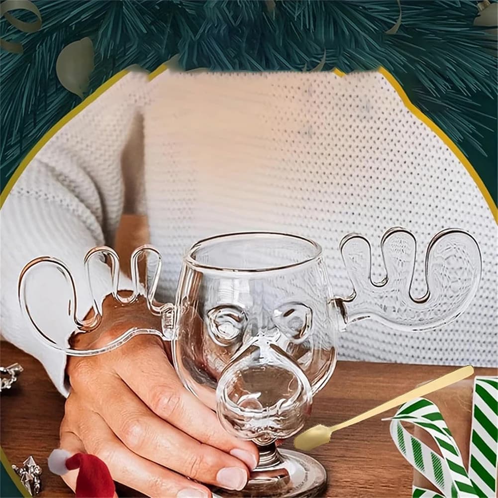 1-3PCS Natale Alce Tazza di Vetro 8 Oz Latte Alce Tazza Di Natale Renna Testa di Birra Birra Tazza di Acqua di Natale Festa di Natale Drinkware Regalo 240ML
