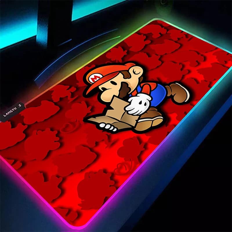 Tappetino Mouse RGB M-Mario 90x40cm Retroilluminato Accessori Gaming per Computer Mini PC Gamer Tastiera LED Tappetino da Scrivania con Bordo Bloccato