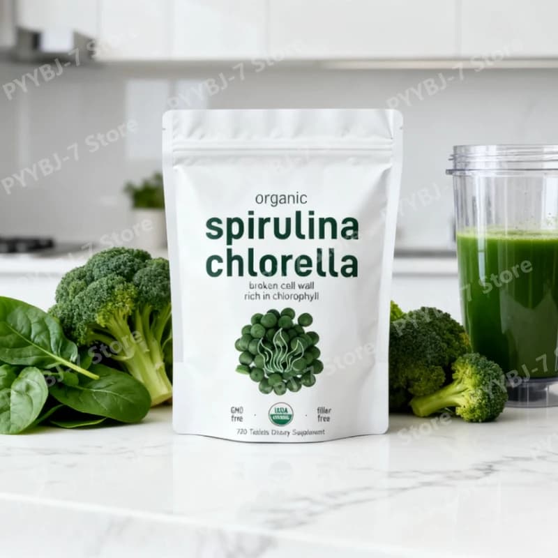 Compresse di Spirulina e Clorella Biologiche, Miscela Superfood con Parete Cellulare Rompata per un Migliore Assorbimento, Ricche di Proteine Vegane e Clorofilla