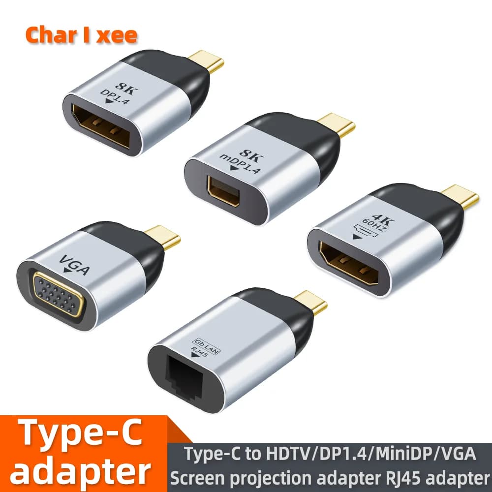 USB-C to HDMI - VGA miniDP DisplayPort 8K compatible adapter - Compatible with MacBook laptop PS5 Switch iPad TV Box