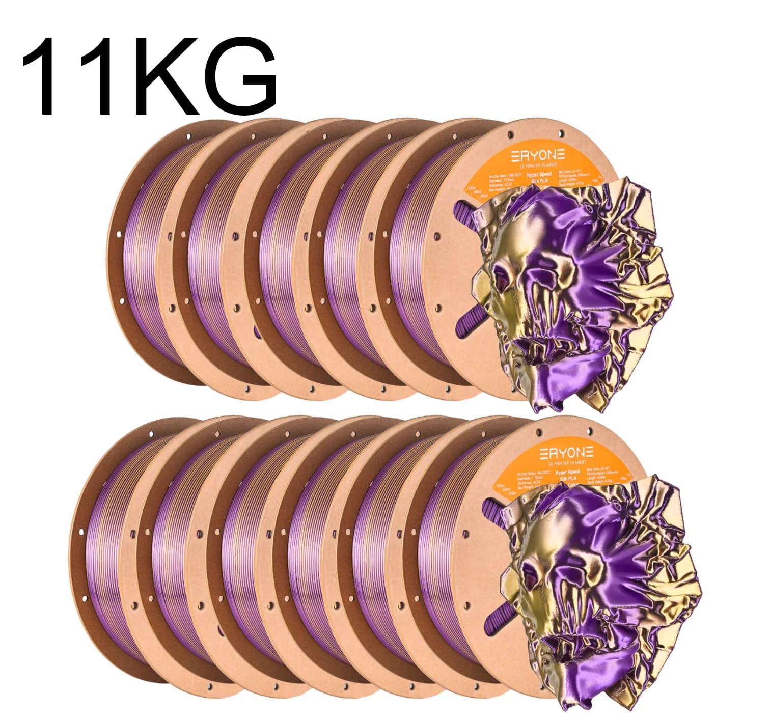 Filamento PLA Seta Bicolore ERYONE Hyper Speed per Stampante 3D, Filamento Coestruso Lucido Hyper Speed