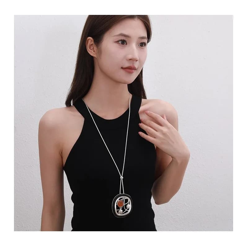 Sweater Chain Foreign Trade Jewelry Metal Exaggerated Alloy Necklace Long Chain Silver High-end Long Necklace