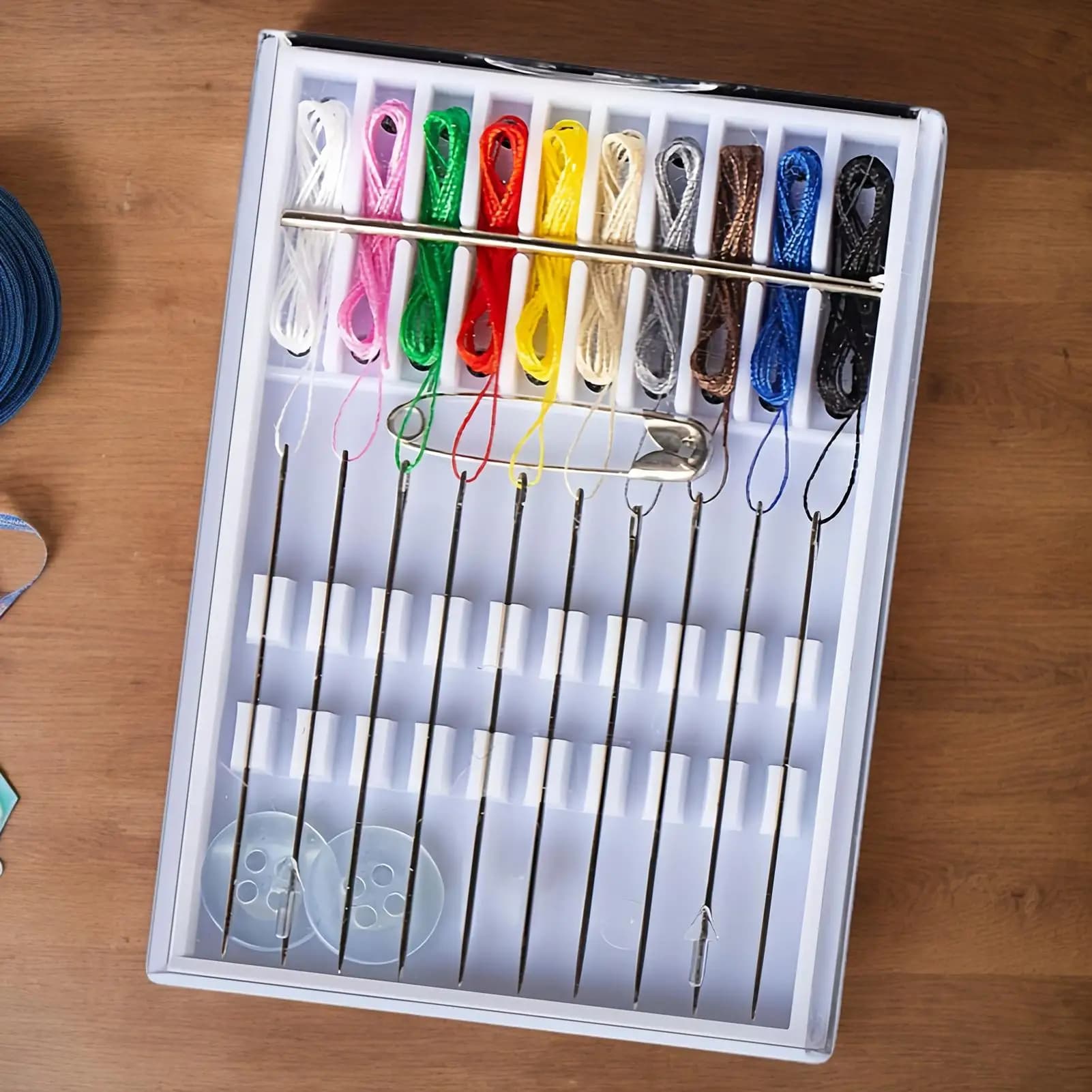 10 scatole Kit da cucito ad fissaggio rapido per casa e viaggio Kit ago prefilettato Forniture per vestiti Accessori con bottone a spillo