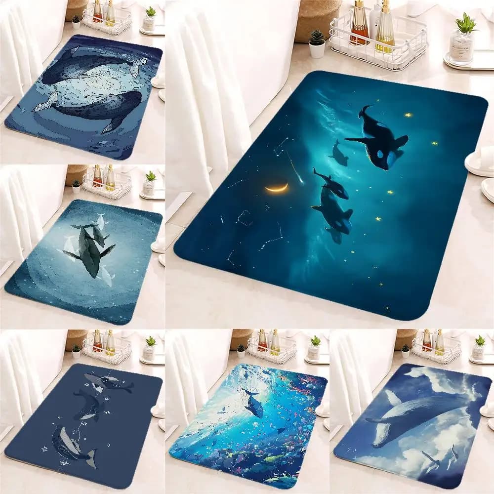 Cute Ocean Whale Fish Shark Carpet For Living Room Sofa Decor Modern Rug Floor Mat For Men Bedroom Durable Area Rugs